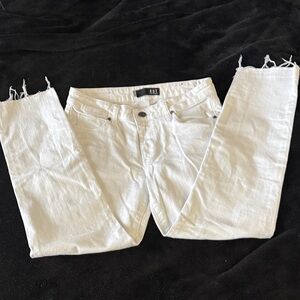 KUT FROM THE KLOTH Reese Ankle Straight Leg White Raw Hem Jeans size 4